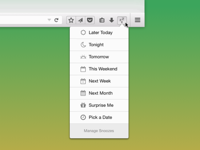 SnoozeTabs for Firefox firefox mozilla panel tab ui ux