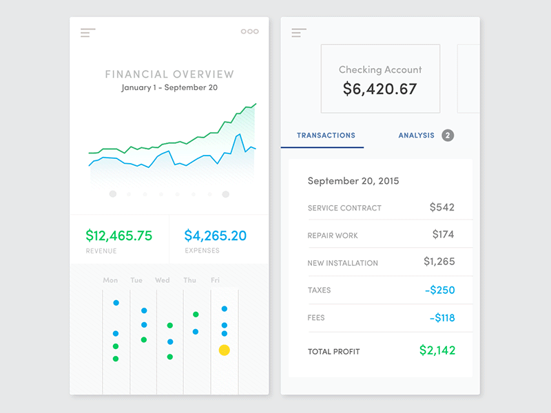 Financial management app - calendar - android animation app concept financial force ios management mobile native touch