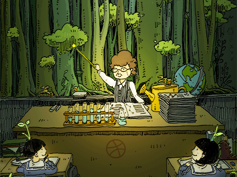 Thanks hzlzh~ Happy Teacher's Day ! debuts dribbble forrest illustration light student teacher