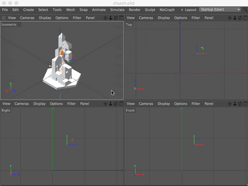 Breakdown Church.gif 3d animation architecture c4d gif illustration isometric mograph motion