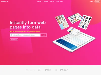 Homepage redesign app design hero homepage landing pink scraping search ui ux web