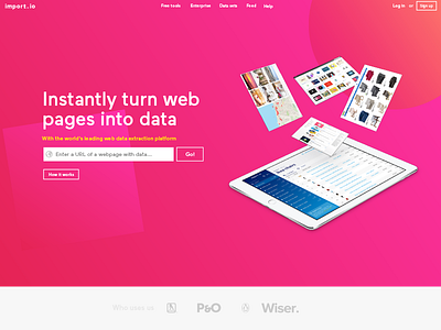 Homepage redesign app design hero homepage landing pink scraping search ui ux web