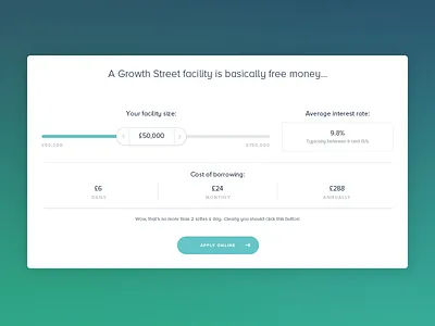 Growth Street Interest Calculator altfi calculator fintech homepage interest slider ui ux