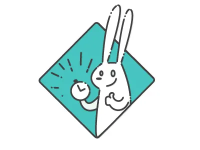 White Rabbit animals badges design flat illustrations rabbit time