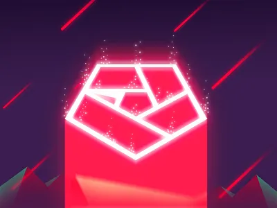 Astral flat light logo magic meteors mountains night pyramids space