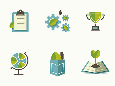 leaf Icons book clipboard gears globe icons leaf pocket trophy