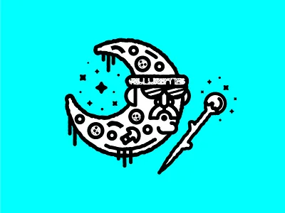 PIZZARD beard illustration moon pizza ronis shrooms vector wand wizard