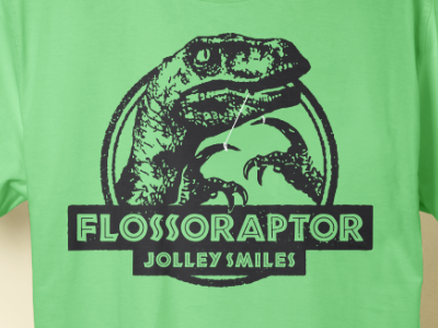 Flossoraptor Tee dentist dinosaur floss jolleysmiles jurassicpark oralhealth orthodontist tee teeshirt tshirt