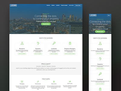 Homepage for property company app branding design flat green hero landing minimal ui web