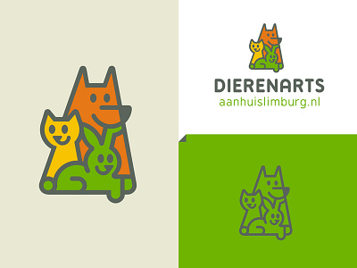 DAHL animal care cat colorful dog happy logo monoline pet rabbit smile veterinary