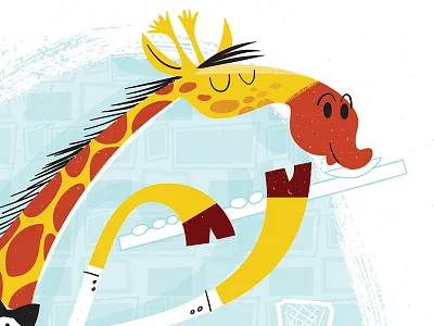 Giraffe Playing Flute Detail 1 animals cartoon flute giraffe illustration instrument jazz vector