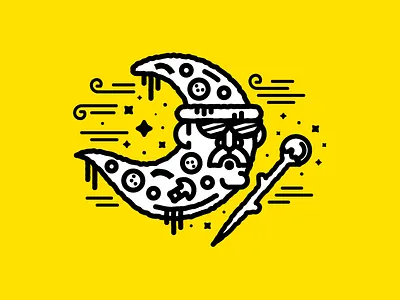 PIZZARD 2.0 illustration moon pizza ronis shrooms vector wand wizard