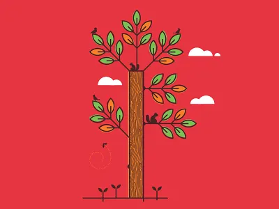 Community v3 animals bird bug clouds community nature squirrel tree woodland