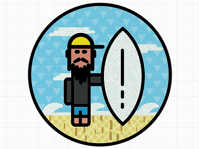 Surf dude! character clouds dude illustration sand sea shapes sky surf texture vector waves