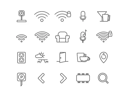 siphonography coffee drinks icons illustration monoline siphon tea wifi