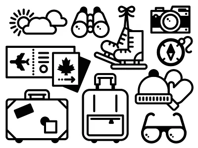 Canadian Vacation [WIP] binoculars camera compas hat pass passport skates suitcase sun