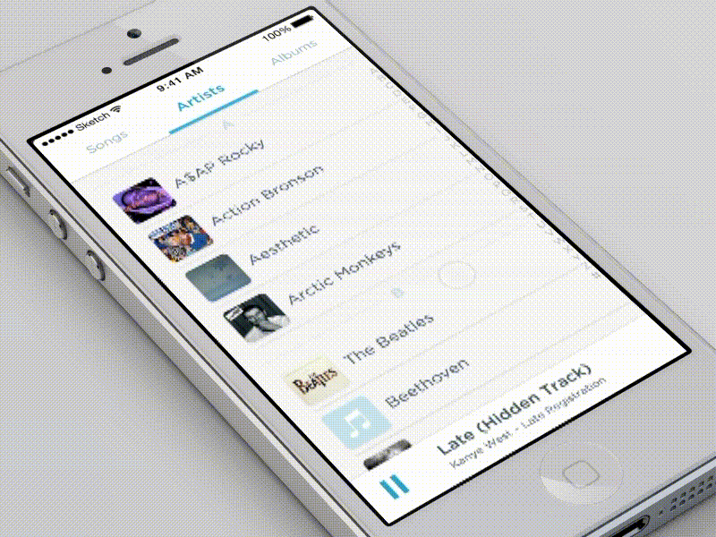 Music app animation app gif ios ipod music principle ui