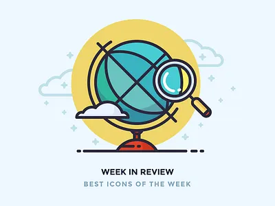 Discover best icons of the week! clouds discover glass globe icons iconutopia illustration magnifying outline search stars world