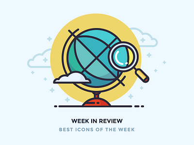 Discover best icons of the week! clouds discover glass globe icons iconutopia illustration magnifying outline search stars world