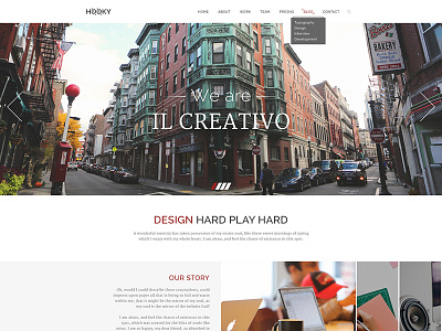 Freebie: Hooky - creative landing page (PSD) blog creative free freebie one page psd resource site template theme ui