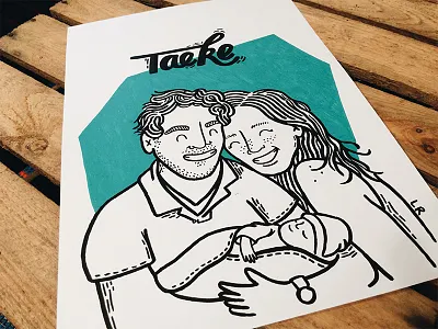 Portrait baby cute illustration newborn parents portrait posca