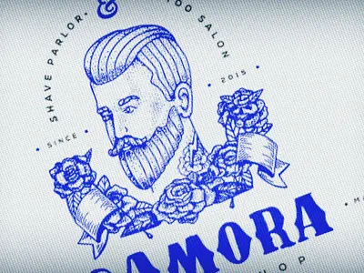 WIP BarberShop branding flowers handdrawn identity logo logotype mark sign vintage