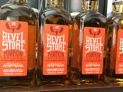 Revel Stoke Pumpkin Whisky Labels alcohol bourbon cocktail flavor label liquor proof pumpkin revel stoke spice whisky