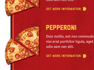 Textured Pizza Menu halftone lost type matchbook retro texture vintage yellow