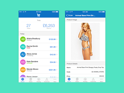 Customers & Orders Management App (Concept) app commerce ecommerce ekm ios iphone ui