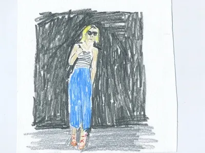 Fashion Shot colored pencil illustration