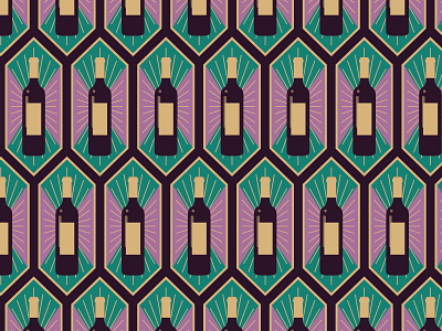 Wine Bottle Art Deco Pattern 1920s art deco bottle drinks geometric pattern wallpaper wine wine bottle