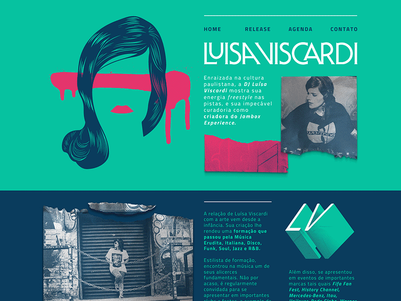 Luisa Viscardi. branding dj dripping hair illustration pop art producer spray street art web website