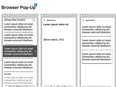 Workflow Initiative: One Line Cite Pop-up information architecture user experience