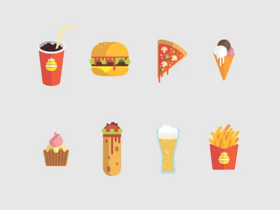 Icons Burger beer burger cola fast food ice cream icons mcdonalds muffin pizza