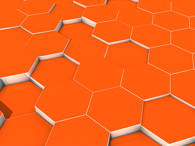 Tasty Honeycomb. 3d animated gif geometric gif grid hex hexagon honeycomb loop motion graphics orange pattern