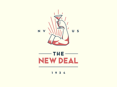 The New Deal Drink Hall bar branding flexing illustration lettering martini new deal reno typography wpa