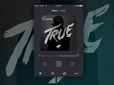 009 - Music Player artist clean flat minimal music party player playlist ui widget