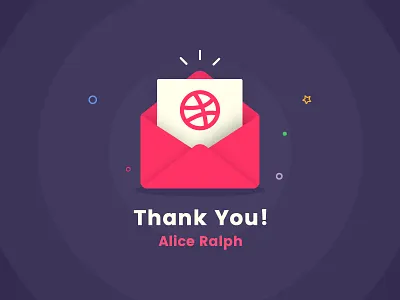 My first shot - Thanks Alice debut draft dribbble invite first shot gift illustration invite message prospect thanks flat