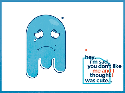 Ghost icon crying cartoon cry cute ghost icon sad style texture typo