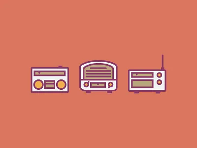 Vintage Radio city color flat house icon illustration line minimal stop strokes vintage