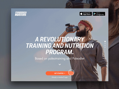 Landing Login animation app getstarted landing login nutrition paleo paleodiet paleotraining program training workouts