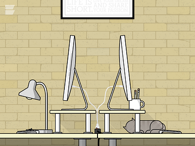 Branberg Megadesk apple brick cat computers desk flat vector