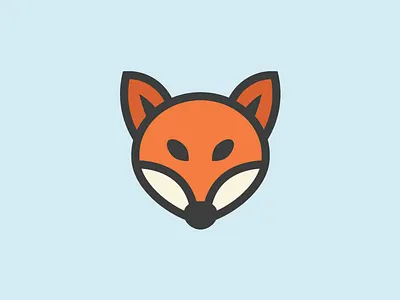 Fox animal brown face flat fox icon illustration logo mark orange simple vector