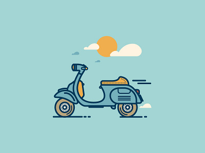 Vespa 50 city color flat house icon illustration line minimal strokes vespa50