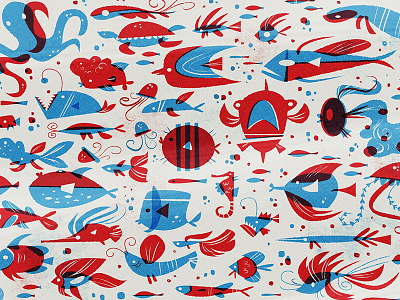 Plenty of Fish in the Sea drawing fish illustration print sea