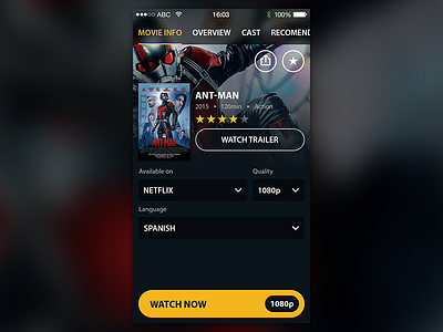 WIP app design films ios movies photoshop ui