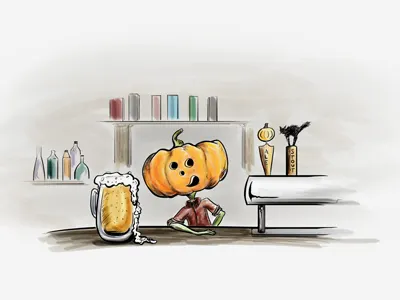 Pumpkin Barkeep autumn beer digital colouring digital illustration digital inking gourd illustration pumpkin sketch