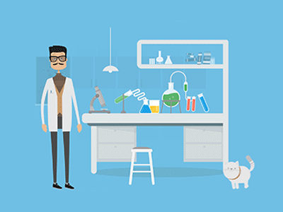 Laboratory animation cat experiment laboratory man pixflow pixity land