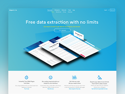 Landing page hero app data design download excel hero import landing tool ui ux web