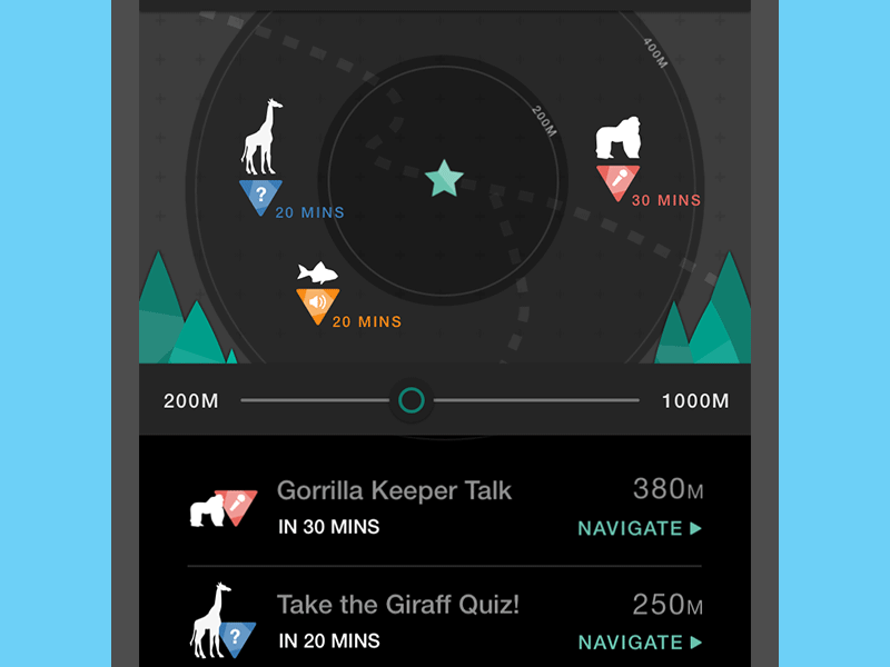 Zoo App Events Near Me Refresh animation mobile ui